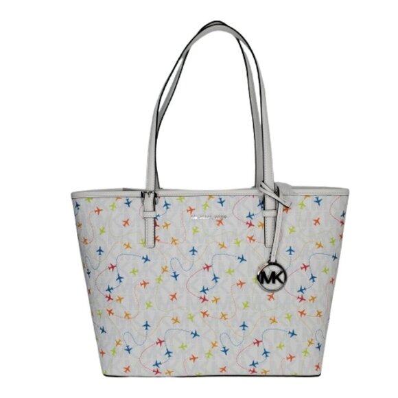 Michael Kors Jet Set Airplane Print Carryall Tote Bag - Picture 1 of 3